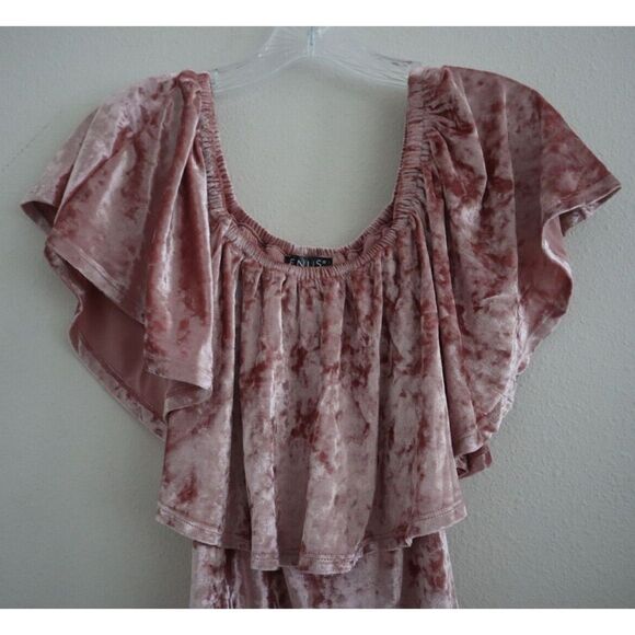 Venus Women's Sz S (4-6) Blush Pink Off the Shoulder Velvet Bodycon Mini Dress - Picture 3 of 8